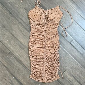 Fashion Nova Tan Polka Dot Mini Dress